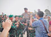 Sinergitas TNI-Polri, Kapolda Sumsel Hadiri Upacara Pemberangkatan Satgas Pamtas Pasukan Yonif 141/AYJP Oleh Panglima Kodam II/Sriwijaya